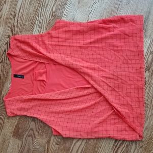 (L) J by Jess Square Print Cute Front Design Rayon Blend Blouse Business Casual